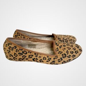 UGG Womens Alloway Slip Ons Leopard Print Studded Shearling Loafers Flats 7 Warm